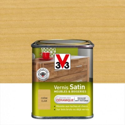 V33 Vernis Meubles et Boiseries Satin Ch&ecirc;ne clair Pot 0.25l
