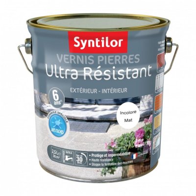 SYNTILOR Vernis Pierre ext&eacute;rieur / int&eacute;rieur , incolore mat, 2.5 l