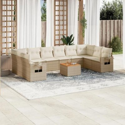  VIDA XL Salon de jardin 11 pcs - Beige