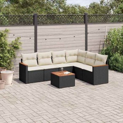 VIDAXL VIDA XL Salon de jardin 7 pcs - Noir