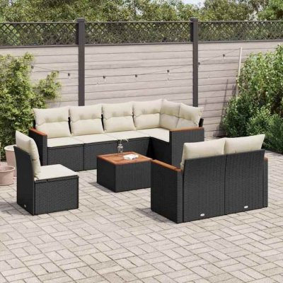 VIDA XL Salon de jardin avec coussins 9 pcs
