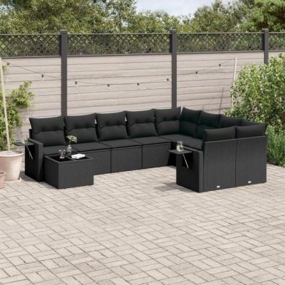 VIDAXL  10-delige Loungeset met kussens poly rattan zwart3220654 