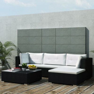 VIDAXL  14 pi&egrave;ces ensemble de jardin en r&eacute;sine noir