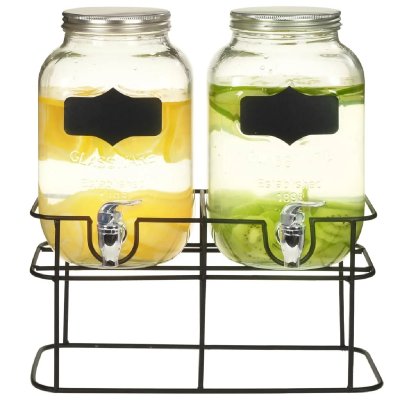 VIDAXL  - 2 pcs Distributeurs de boissons avec support 2 x 4 l Verre