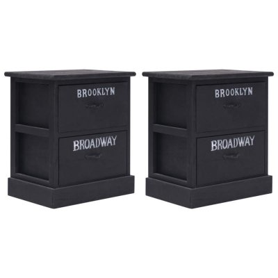 Vidaxl 2 pcs tables de chevet noir 38x28x45 cm bois de paulownia 284059