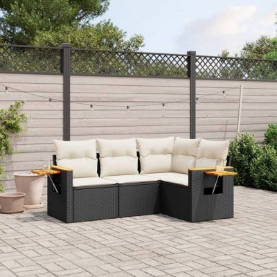 VIDAXL  4-delige Loungeset met kussens poly rattan zwart3226770 