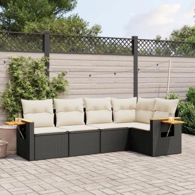VIDAXL  5-delige Loungeset met kussens poly rattan zwart3226784 