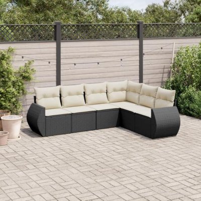 VIDAXL  6-delige Loungeset met kussens poly rattan zwart3221405 