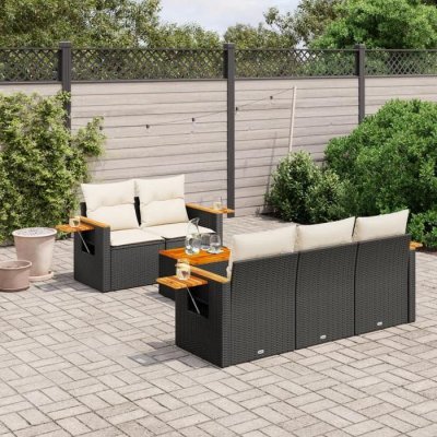 VIDAXL  6-delige Loungeset met kussens poly rattan zwart3226623 