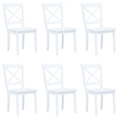 Vidaxl - 6 pcs Chaises de salle &agrave; manger Blanc Bois d'h&eacute;v&eacute;a massif Blanc