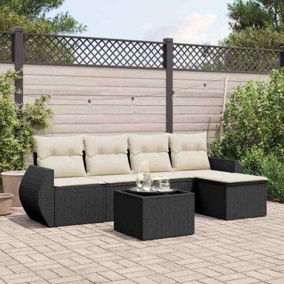 VIDAXL  6 pcs Salon de jardin avec coussins - Noir