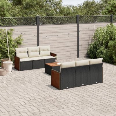 VIDAXL  7-delige Loungeset met kussens poly rattan zwart3227470 