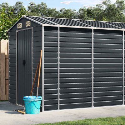 VIDAXL  abri de jardin anthracite 191x470x198 cm acier galvanis&eacute;