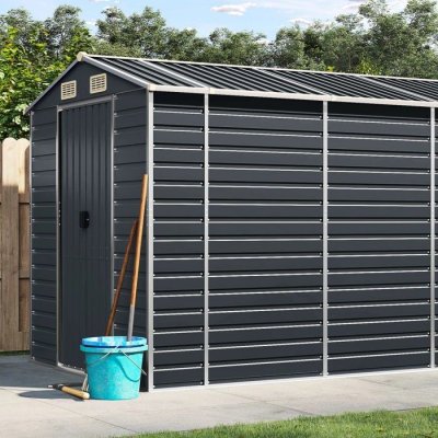 VIDAXL  abri de jardin anthracite 191x980x198 cm acier galvanis&eacute;