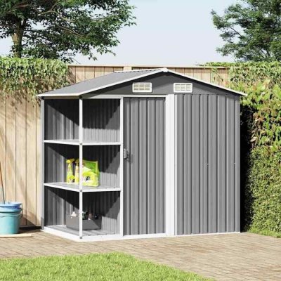 VIDAXL  - Abri de jardin avec &eacute;tag&egrave;re Gris 205x130x183 cm Fer Gris
