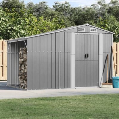 VIDAXL  Abri De Jardin Gris 277x192,5x179 Cm Acier Galvanis&eacute;
