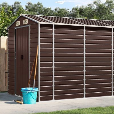 VIDAXL  abri de jardin marron 191x470x198 cm acier galvanis&eacute;