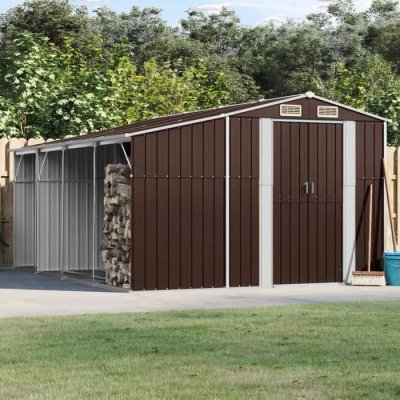 VIDAXL  Abri De Jardin Marron 277x365,5x179 Cm Acier Galvanis&eacute;