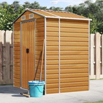VIDAXL  abri de jardin marron clair 191x130x198 cm acier galvanis&eacute;