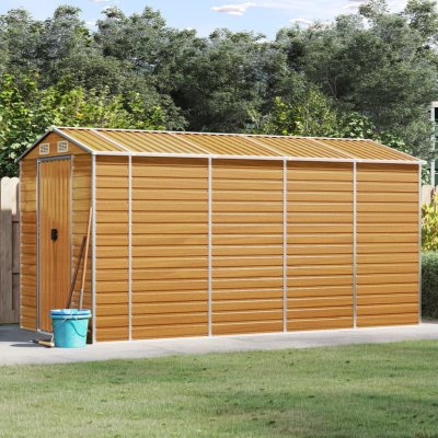  Vidaxl - Abri de jardin marron clair 191x385x198 cm acier galvanis&eacute;