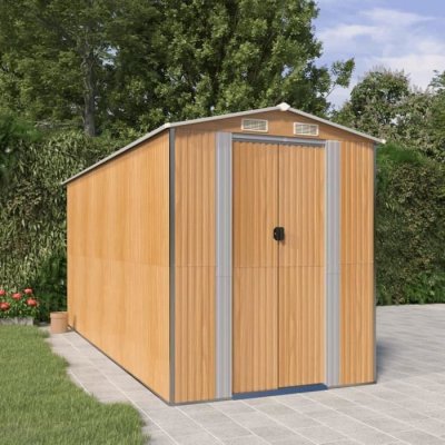 VIDAXL  - Abri de jardin Marron clair 192x440x223 cm Acier galvanis&eacute;