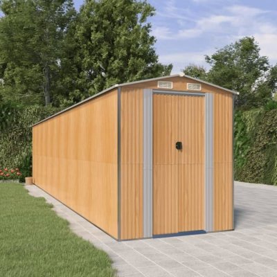 VIDAXL  - Abri de jardin Marron clair 192x855x223 cm Acier galvanis&eacute;