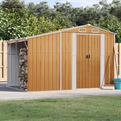 VIDAXL  abri de jardin marron clair 277x192,5x179 cm acier galvanis&eacute;