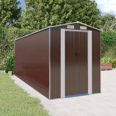 VIDAXL  - Abri de jardin Marron fonc&eacute; 192x523x223 cm Acier galvanis&eacute;