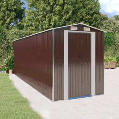VIDAXL  - Abri de jardin Marron fonc&eacute; 192x606x223 cm Acier galvanis&eacute;