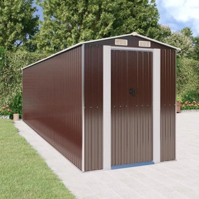 VIDAXL  - Abri de jardin Marron fonc&eacute; 192x689x223 cm Acier galvanis&eacute;