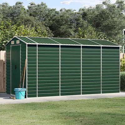 VIDAXL  Abri De Jardin Vert 191x385x198 Cm Acier Galvanis&eacute;