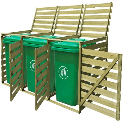 VIDAXL  - Abri pour poubelle triple 240 l Bois impr&eacute;gn&eacute; n/a