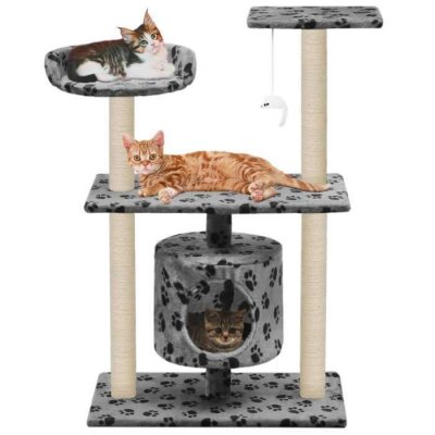 VIDAXL  Arbre &Agrave; Chat Avec Griffoir En Sisal 95 Cm Gris Motif De Pattes