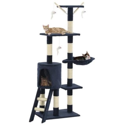 VIDAXL  - Arbre &agrave; chat avec griffoirs en sisal 138 cm Bleu fonc&eacute; Bleu fonc&eacute;