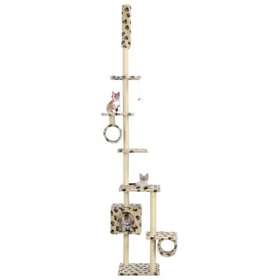 VIDAXL  Arbre &Agrave; Chat Avec Griffoirs En Sisal 260 Cm Beige Motif Pattes