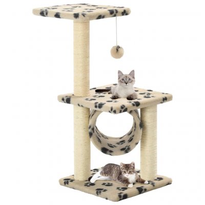 VIDAXL  Arbre &agrave; chat avec griffoirs en sisal 65 cm Beige Motif pattes 