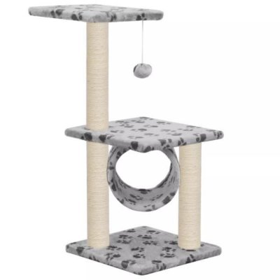 VIDAXL  Arbre &Agrave; Chat Avec Griffoirs En Sisal 65 Cm Gris Motif De Pattes