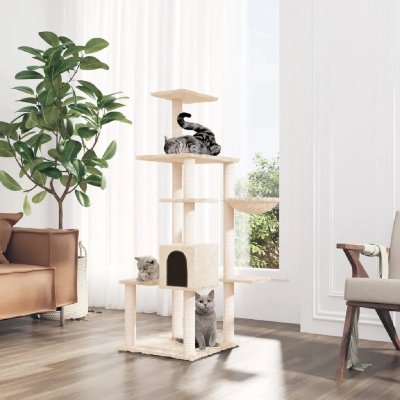 VIDAXL  Arbre &Agrave; Chat Avec Griffoirs En Sisal Cr&egrave;me 142 Cm