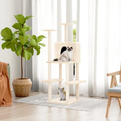 VIDAXL  Arbre &Agrave; Chat Avec Griffoirs En Sisal Cr&egrave;me 144,5 Cm