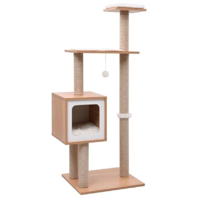 VIDAXL  - Arbre &agrave; chat avec tapis &agrave; gratter en sisal 123 cm Blanc