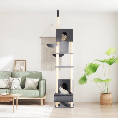 VIDAXL  Arbre &Agrave; Chat Du Sol Au Plafond Gris Fonc&eacute; 277-303 Cm