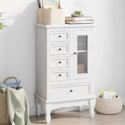 Vidaxl - Armoire avec 5 tiroirs et 2 &eacute;tag&egrave;res Blanc