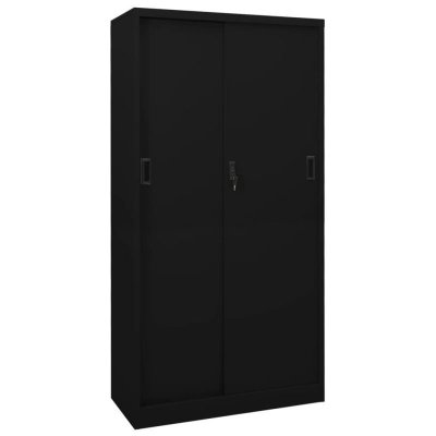 Vidaxl armoire de bureau avec porte coulissante noir 90x40x180cm acier
