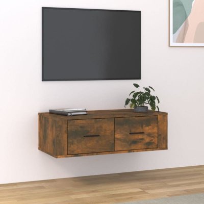 VIDAXL  armoire tv suspendue ch&ecirc;ne fum&eacute; 80x36x25 cm bois d'ing&eacute;nierie