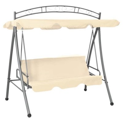 VIDAXL  Balancelle Convertible D'ext&eacute;rieur Avec Auvent Blanc Sable