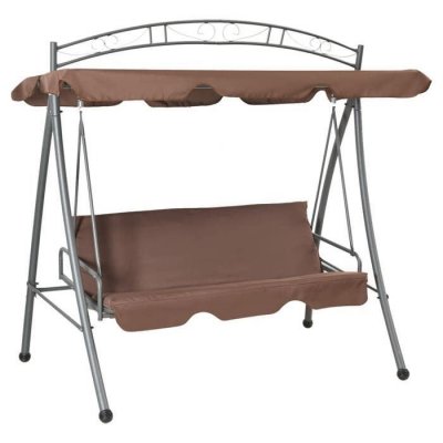 VIDAXL  Balancelle Convertible D'ext&eacute;rieur Avec Auvent Caf&eacute;