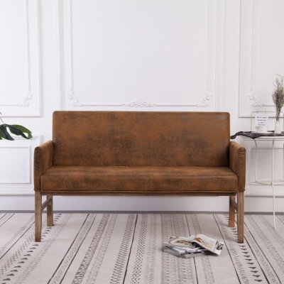 VIDAXL  - Banc avec accoudoir 140 cm Marron Similicuir daim Marron