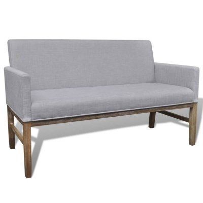 VIDAXL  banc avec coussin rembourr&eacute; tissu h&eacute;v&eacute;a gris clair 241663