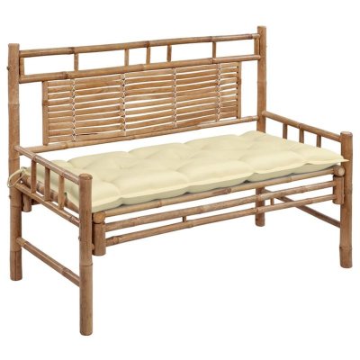 VIDAXL  - Banc de jardin avec coussin 120 cm Bambou Cream