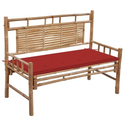 VIDAXL  - Banc de jardin avec coussin 120 cm Bambou Rouge